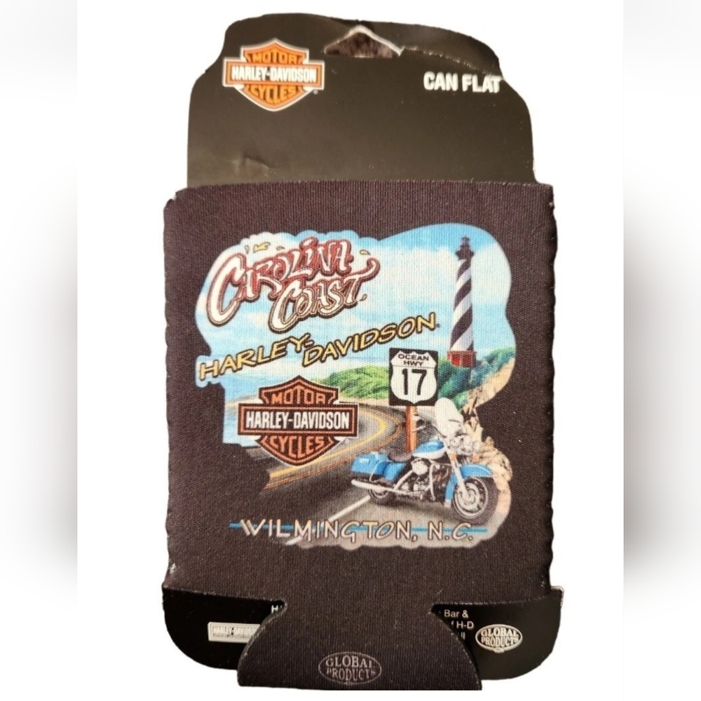 Harley Davidson "Carolina Coast" Ocean Highway 17 CAN FLAT Drink SLEEVE